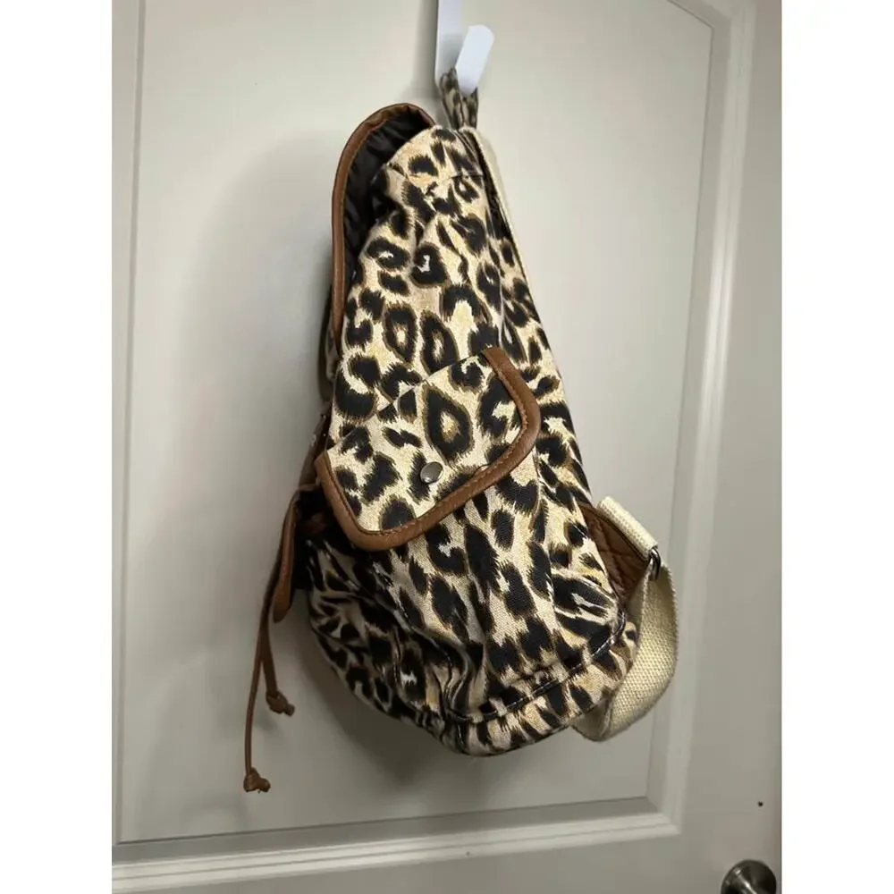 Leopard Print Sequin Full Size Backpack School Bag 17x13